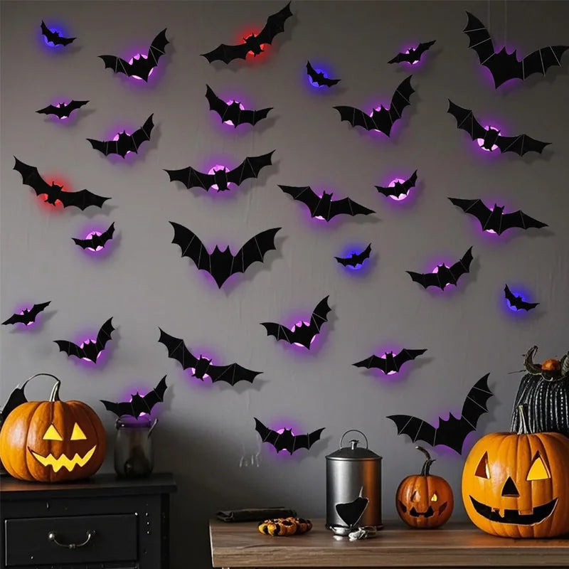 🦇 Leuchtende 3D Fliegende Fledermaus Lichter – Sofortige Halloween Wanddekoration