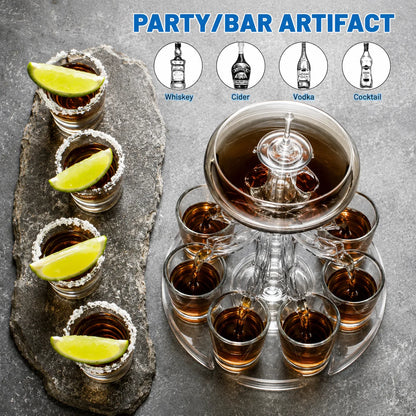 🔥40 % Rabatt nur heute! Getränkespender für Partys mit 6 Schnapsgläsern