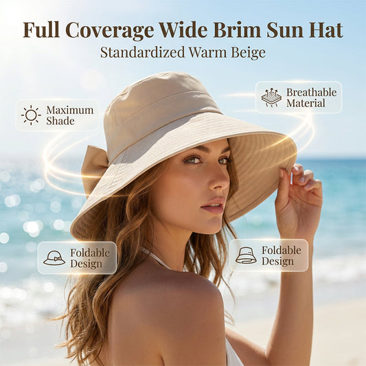 Last Day 49% OFF🔥👒Summer Hot Sale☀️Women's Bowknot Wide Brim Sun Protective Hat