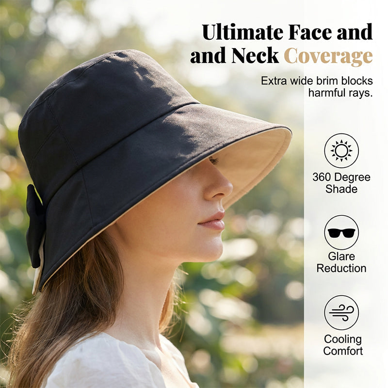 Last Day 49% OFF🔥👒Summer Hot Sale☀️Women's Bowknot Wide Brim Sun Protective Hat
