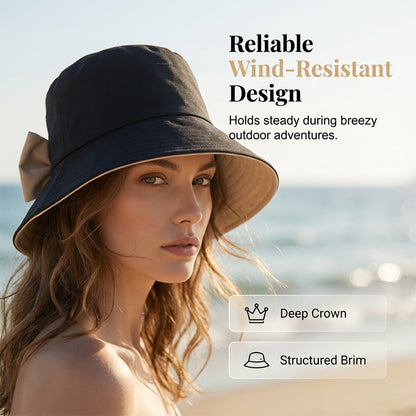 Last Day 49% OFF🔥👒Summer Hot Sale☀️Women's Bowknot Wide Brim Sun Protective Hat