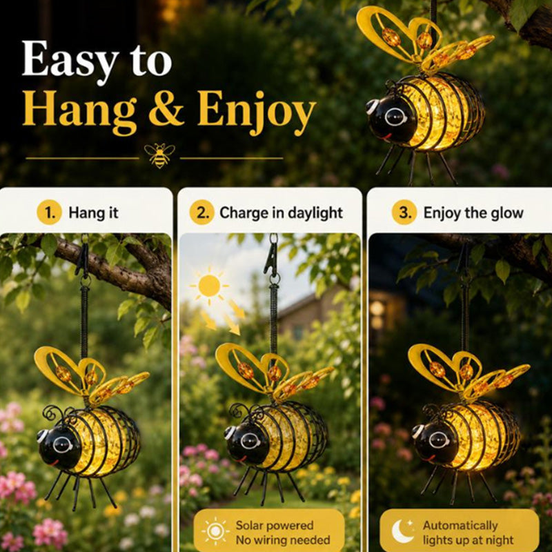 🐝 Outdoor Hanging Solar Bee Light – Charming Garden Décor With A Warm Evening Glow