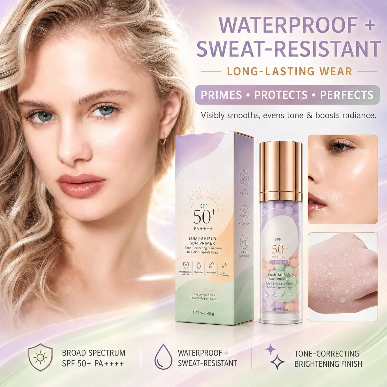 Three-Color Protective Isolation Cream with SPF 50 Coverage