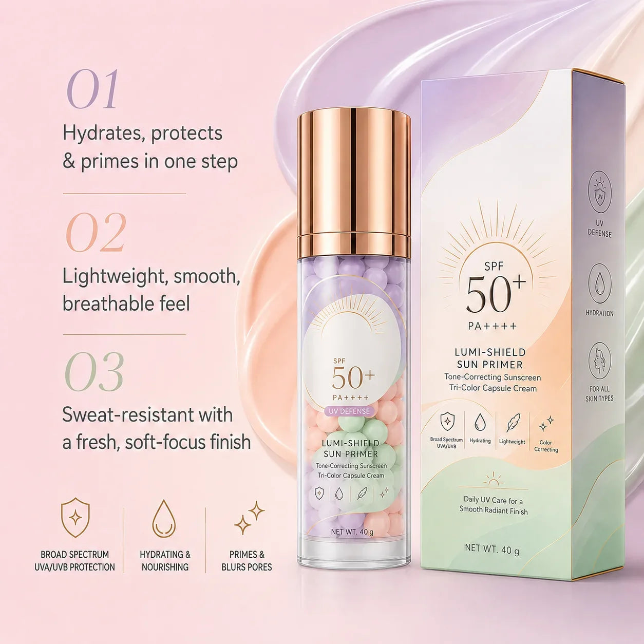 Three-Color Protective Isolation Cream with SPF 50 Coverage