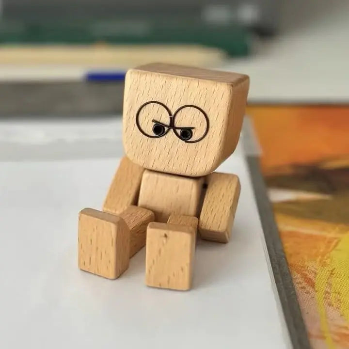 🔥Last Day 50% OFF - Shaking Feet Wooden Doll - Sways with 12 Pcs Magnetic Expressions