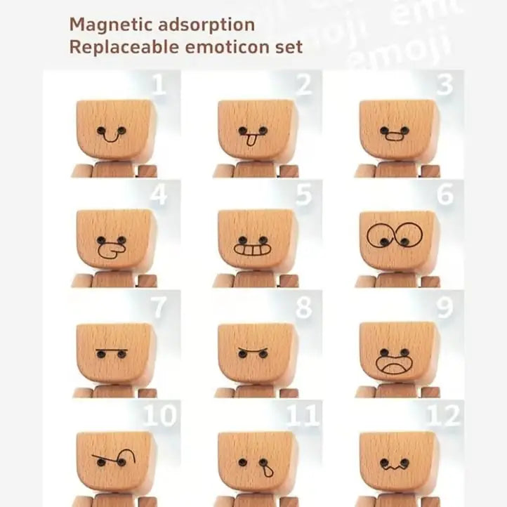 🔥Last Day 50% OFF - Shaking Feet Wooden Doll - Sways with 12 Pcs Magnetic Expressions